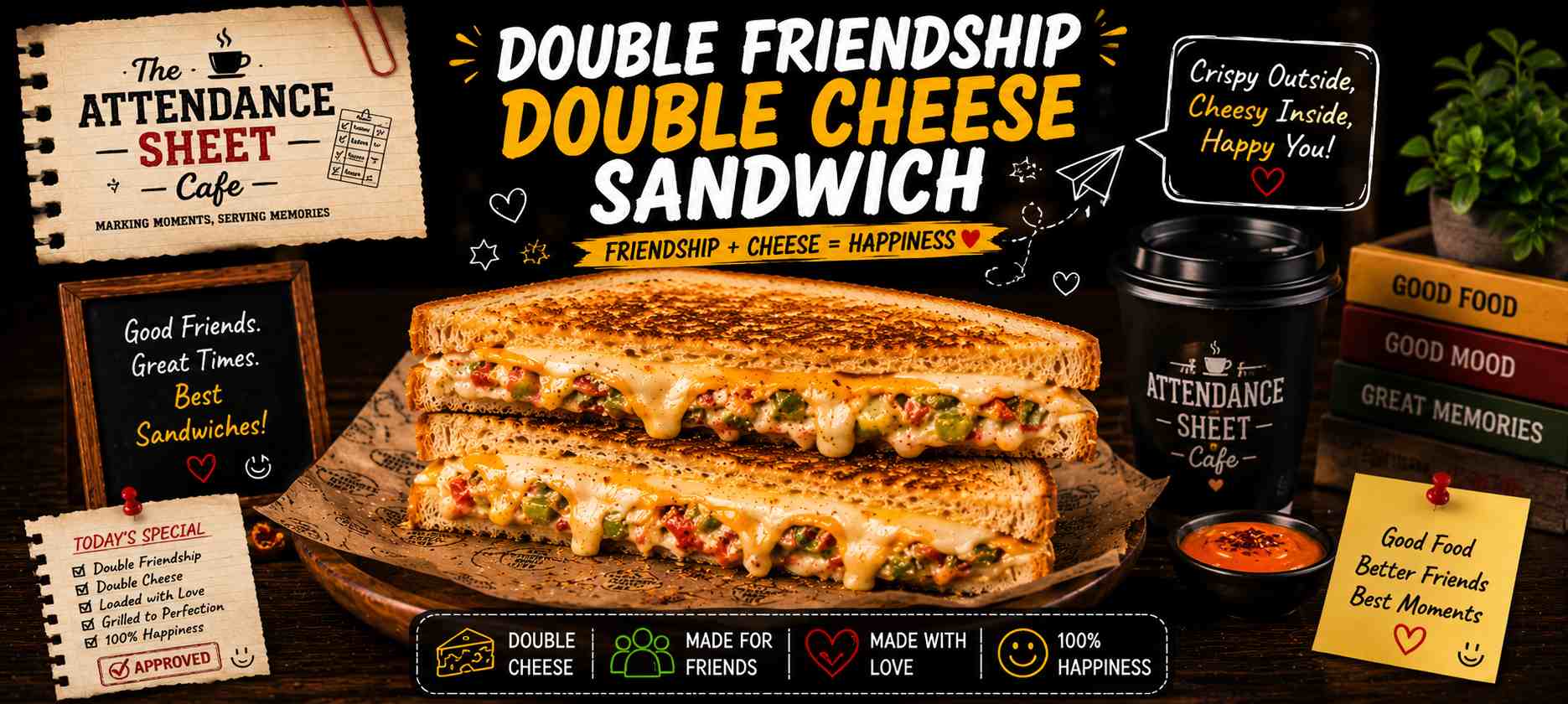 Double Friendship Double Cheese Sandwich