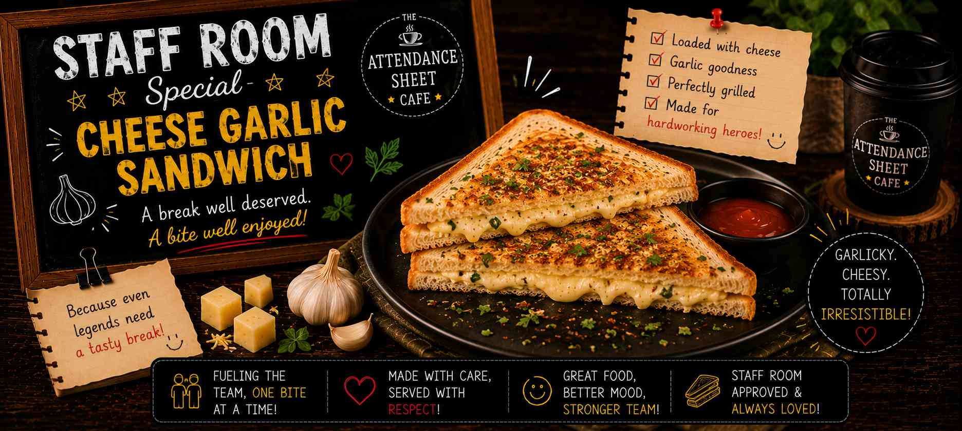 Staff Room Special Cheese Garlic Sandwich