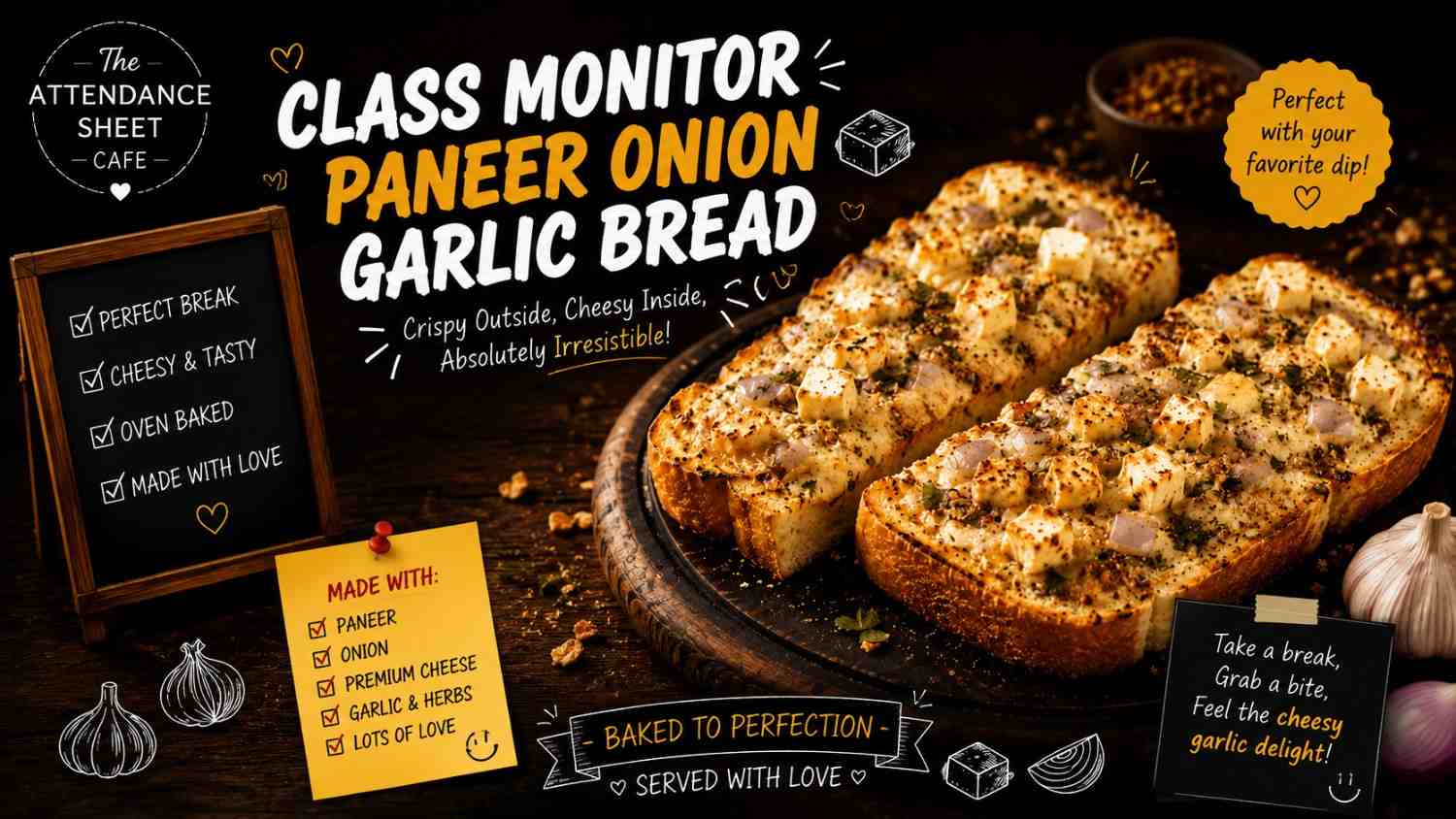 Class Monitor Paneer Onion Garlic Bread
