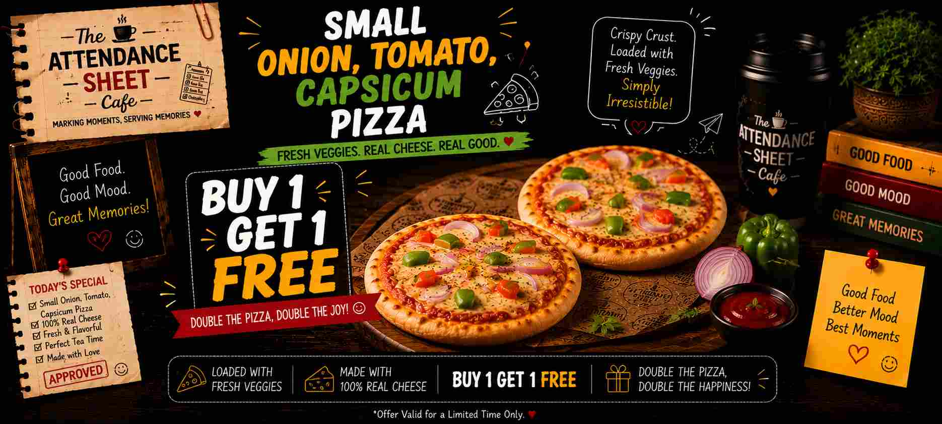 Onion, tomato, capsicum pizza